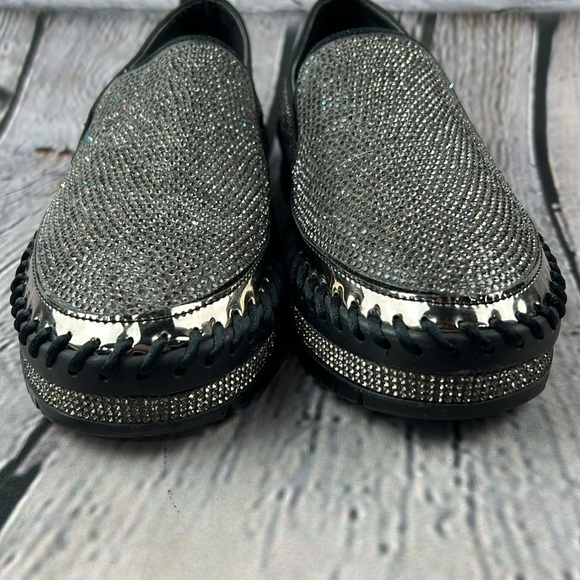 MUGUAN COMPANY - 1997 Black Silver Jeweled Slip On Flats - Picture 14 of 17